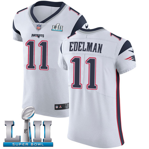 Nike Patriots #11 Julian Edelman White Super Bowl LII Men's Stitched NFL Vapor Untouchable Elite Jersey